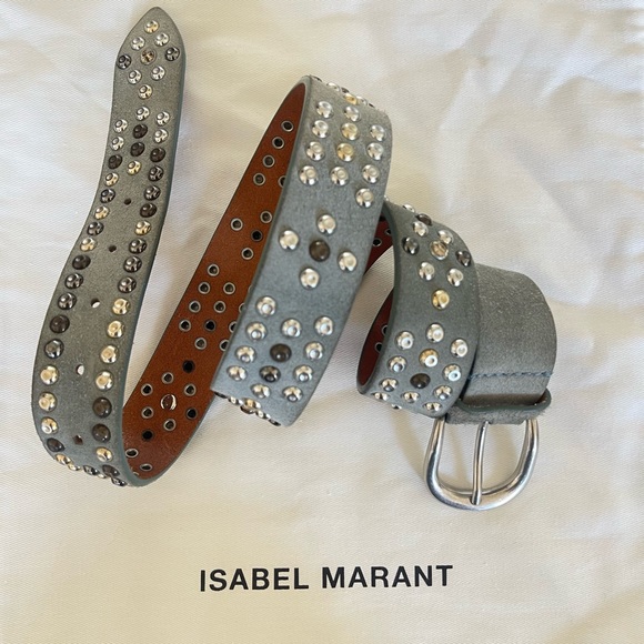 ISABEL MARANT devis studded “greyish blue” suede belt - size large - Picture 5 of 7